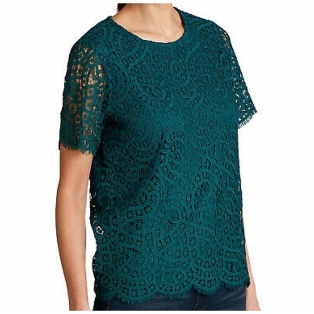 Philosophy Teal Lace Top XXL Indie Boho Cottagecore Preppy Chic Statement